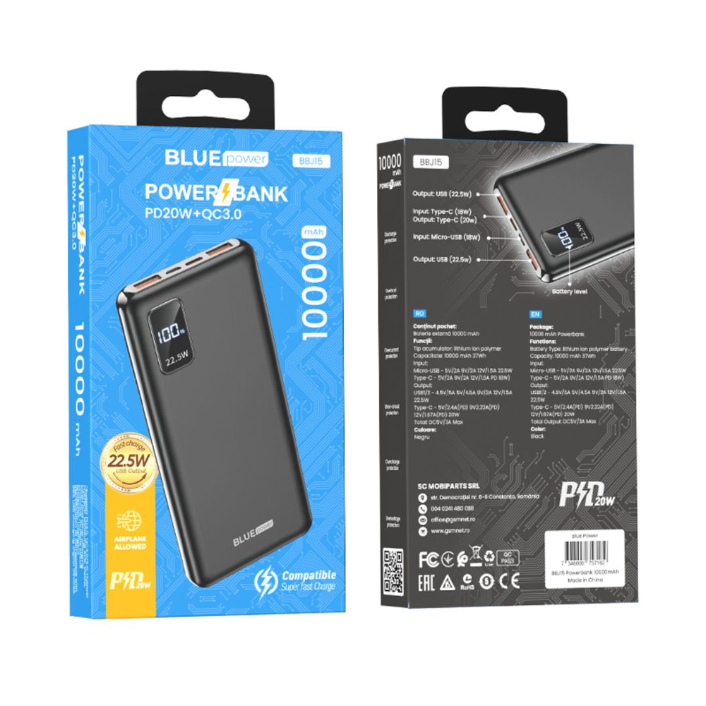 POWER BANK BLUE POWER 10000 MAH