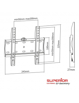 STAFFA MONTAGGIO PER TV A MURO CON SUPPORTO FISSO 23